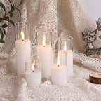 Eywamage Clear Glass Flameless Candles with Remote Batteries, Slim Tall LED Pillar Candles Battery Powered, Set of 5 - color: Clear