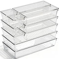 Drawer Organizer, 10 Pack Large Clear Plastic Organizer Bins 5 Sizes, Versatile Bathroom Drawer Trays, Heavy Duty Non‑Slip Drawer Dividers for Makeup, Office & Kitchen Utensils