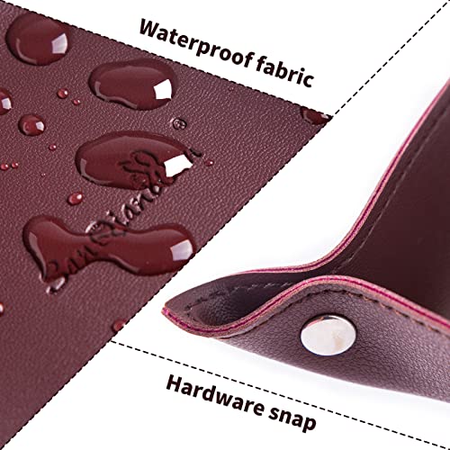 SANQIANWAN Leather Jewelry Valet Tray for Women and Man, Portable Entryway Table Tray Bedside Nightstand Desk Tray Small Catchall Travel Dish Plate for Key,Wallet,Watch,Coin(8x8, Deep Brown-B) - color: Deep Brown-b, size: 8×8