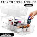 Simple Houseware 2 Tier Bathroom Organizer Tray Pull-Out Sliding Drawer/Under-Sink Storage, Clear - color: Clear
