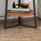 Gadroad Round End Table with Storage Shelf, 2 Tier Farmhouse Side Table Nightstand for Living Room, Bedroom, Wood Tabletop & Black Metal Frame, Brown 15.7 * 15.7 * 23.0inches - color: Brown, style: No Charging Station