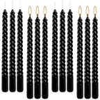 12-Pack 10' Tall Black Spiral Taper Candle Set - Dripless, Smokeless for Halloween&Christmas, Unscented Candlesticks, Dripelss Tapered Candles for Table Rituals,Memorial Prayer Wiccan Rituals. - color: 12Pack-Spiral Black-10inch