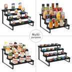 YINMIT Wooden Display Riser Stand, Tiered Perfume and Cologne Organizer Stand, 4 Tier Spice Rack Organizer, Rustic Display Shelf for Candles (4 Tier,Black) - color: 4 Tier,Black