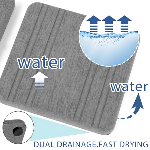 3PCS Water Absorbing Stone Tray, DryingNeat Diatomite Stone Sink Tray, Instant Dry Sink Coasters, Kitchen Sponge Hand Soap Holder, Countertop Fast Drying Counter Trays,8 * 4inch and 4 * 4inch - color: 1pcs 21×10cm + 2pcs 10×10cm Gray Stripe