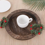 6.5 in Round Rustic Wood Tray for Decor Candle Holder Tray Wooden Serving Trayes for Coffee Table and Home Decor Small Serving Trays for Centerpiece Table Decorations Circle Dining Tables Trays