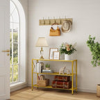 Hoctieon Gold Console Table, 3 Tier Entryway Table, Hallway Table, Narrow Sofa Table with Shelves, Entrance Table for Entryway, Gold and White - color: Gold and White