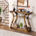 Wooden Console Table with Curved Legs and Shelf, 3-Tier Modern Accent Narrow Sofa Table for Entrance Area, Living Room, Hallway, 47 in Wide Wood Console Table for Entryway (Retro) - color: Retro