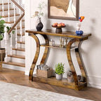 Wooden Console Table with Curved Legs and Shelf, 3-Tier Modern Accent Narrow Sofa Table for Entrance Area, Living Room, Hallway, 47 in Wide Wood Console Table for Entryway (Retro) - color: Retro