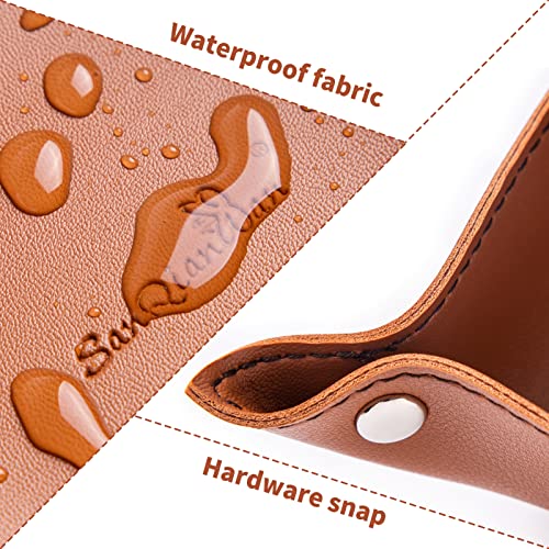 SANQIANWAN Leather Jewelry Valet Tray for Women and Man, Portable Entryway Table Tray Bedside Nightstand Desk Tray Small Catchall Travel Dish Plate for Key,Wallet,Watch,Coin (2PCs Brown-B) - color: 2pcs Brown-b, size: 8×8