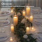 Glasseam Hurricane Glass Candle Holders: 3 Pcs Clear Cylinder Vases for Centerpieces Large Pillar Candle Holder for Floating Candles Modern Home Decor Wedding Table 5.3'' 7.3'' 9.5'' Height