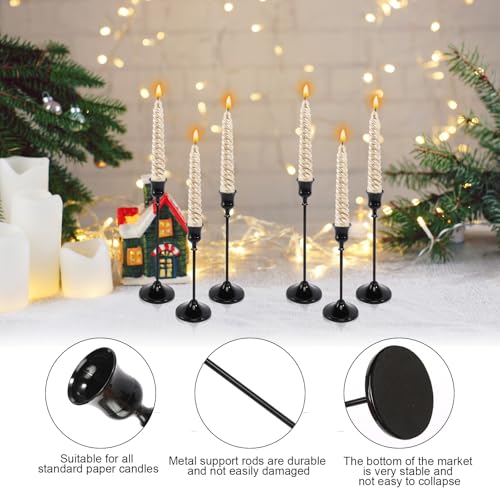 12pcs Black Candle Holder, Black Candlestick Holders Taper Candle Holders for Pillar Candles Sticks Holder Decor Halloween Christmas Decorations Candle Stick Holder Candelabros para Centros de Mesa - color: Black - 12pcs