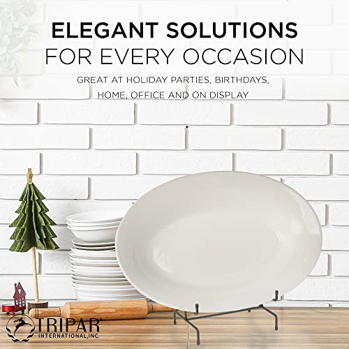 TRIPAR 11 Inch Black Metal Display Stand Easel for Bowl and Platters, Cookbooks, Pictures, Deep Dishes - color: Black