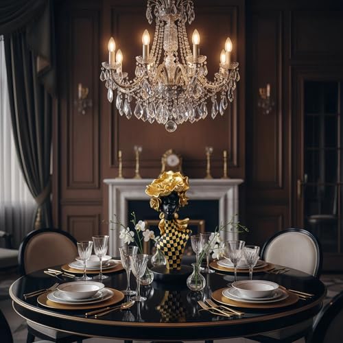 Lescafita African Queen Sculpture Gold Flower Crown, Black and Gold Checkered Gift Statue, Luxury Art Figurine for Home Decor Shelf Table Display - color: 701-gold
