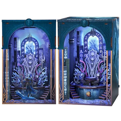 MiniCity Book Nook Kit - DIY Miniature House Dollhouse Kit for Adults and Teens, Booknook Tiny House Gifts for Family Friends (Throne of Aqua) - style: Throne of Aqua