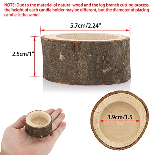 OwnMy Set of 24 Wooden Tea Light Candle Holders Votive Candle Holders, Rustic Wooden Pillar Candle Stands Vintage Wooden Tealight Holders Set Candle Centerpieces for Dining Table Wedding Party, 1" H - size: 1" H