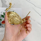 Gold Butterfly Sculpture Solid Metal Insect Ornament Mini Butterfly Figurine for Home Office Garden Desktop Decor - style: Butterfly