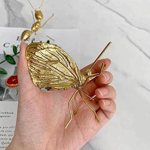 Gold Butterfly Sculpture Solid Metal Insect Ornament Mini Butterfly Figurine for Home Office Garden Desktop Decor - style: Butterfly