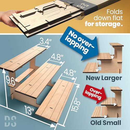 Straight Natural Wooden Tiered Display Stand, Portable Products Display Shelf, Jewelry Display, Card Display Rack, Display Risers, Altar Shelf, Display Stand for Vendor Events, Retail, Craft Shows - color: Natural