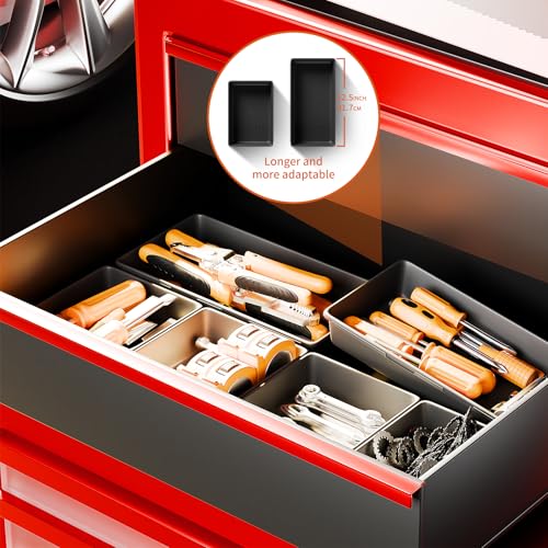 5 Sizes Tool Drawer Organizer - 69 PCS Tray, Desk Drawer & Rolling Tool Chest Organizer (Black) - color: Black