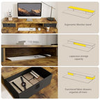 Agilestic 55 x 24 Inches Height Adjustable Electric Standing Desk with 2 Drawers, Stand Up Electric Desk Adjustable Height, Sit Stand Computer Gaming Table with Splice Board, Rustic Brown - color: Rustic Brown, size: 55 x 24 Inches with 2 drawers