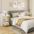 HOOBRO Tall Side Table, 3-Tier Telephone End Table with Adjustable Mesh Shelves, Small Entryway Table with Storage, Small Nightstand for Living Room, Bedroom, Hallway, White and Gold DW01DH01G1 - color: White + Gold