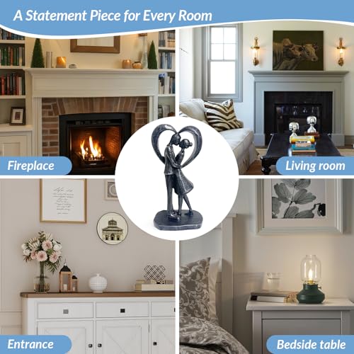 Couple Heart Resin Figurine, 8.1" H, Romantic Gifts for Him & Her, Faux Black Wrought Iron Finish, Engagement Anniversary Wedding Keepsake Home Decor ﻿ - style: Heart