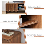 Modern 63" TV Stand, Wood Entertainment Center with Sliding Doors, Media Console for TVs Up to 70", TV Stand for Living Room, Walnut - color: Walnut