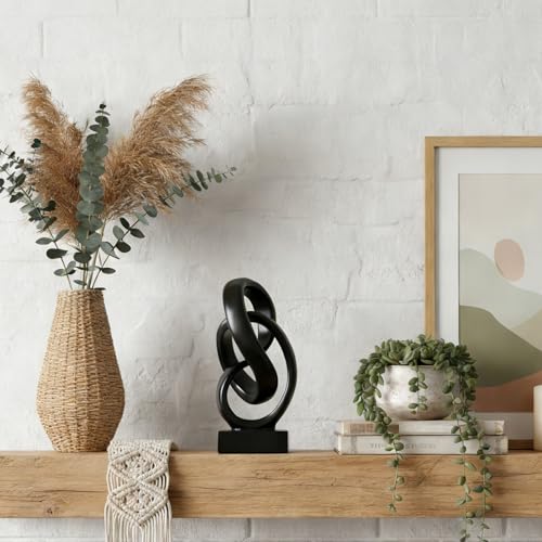 Black Knot Decor for Coffee Table Book,Abstract Art Mid Century Modern Decor for Bookshelf Entryway TV Stand,Minimalist Knot Sculpture for Home Living Room,Centerpiece Table Decorations (Black) - color: Black