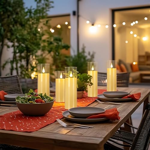 24 Pack LED Flameless Candles Set(14/16/18cm), Battery - Operated with 4 Remotes,Clear, Timer & Flickering/Steady Modes for Home décor, Wedding, Patio,Outdoor. - color: Clear