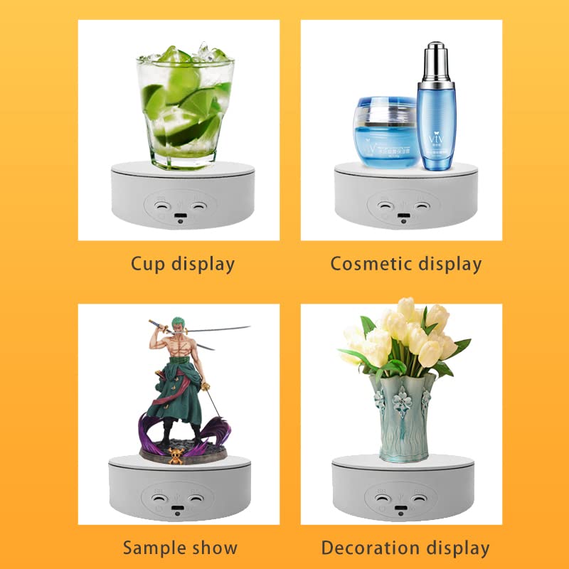 Rotating Display Stand ,5.2" 4.4lb Load Cup Display Stand Turner For Tumblers, Spinning Display Stand,Motorized Tumbler Display Turner For Glitter Cups Photography Small Arts Pruducts (White) - color: White