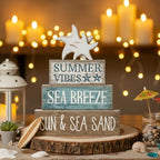 Yuntau 4 Pcs Summer Beach Decorations for Home Beach Tiered Tray Decor Starfish Coastal Rustic Starfish Wooden Block Table Sign Stacked Book Nautical Table Centerpiece for Farmhouse Office Desk Shelf - style: Retro Starfish