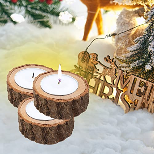 12pcs Wooden Tealight Candle Holder Wood Votive Tealight Holder Tealights Candlestick Pillar Candle Stands for Dining Table Wedding Party(Color:Wood)