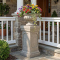 Christopher Knight Home Classic Square Flower Stand 19.25" Pedestal Plant Stand Indoor Outdoor Display Table for Ferns Orchids Sculptures with MGO Construction Brushed Finish, Light Gray - size: 19.25"
