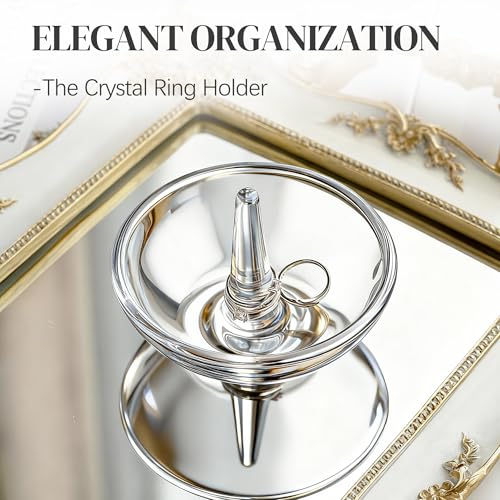 H&D HYALINE & DORA 4.1'' Round Ring Tray Glass Trinket Jewelry Tray Dish Small Ring Holder for Organizing Necklace Earrings Gifts for Mom Best Friend Sister, Clear - color: round shaped 4.1in-1pcs