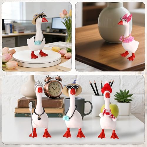 39pcs 7 Inch/17.8 cm Desk Goose Outfits, Mini Porch Goose Accessories with Hat Glasses Scepter Necklace Scarf Fun Clothes Costume Set for Magnetic Table Geese Statue Decor
