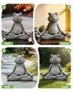 Nacome Meditating Frog Miniature Figurine, Zen Yoga Frog Statue Ornament - Indoor/Outdoor Garden & Home Decoration, 5 inch (Grey)
