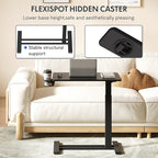 FLEXISPOT H7 Adjustable Overbed Bedside Table with Wheels Pneumatic Mobile Standing Desk Laptop Desk Rolling Computer Cart Movable Overbed Tables Hospital Home Use(27.6" W x 15.7" D, Black Table) - color: Black, size: Small
