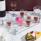 NBEADS 24 Shot Glass Tray Holder, Clear Bar Acrylic Shot Glasses Holders Wine Cup Serving Tray Cups Organizer Shot Glass Display for Party Bar Club, Hole: 1.7 Inch - color: Clear