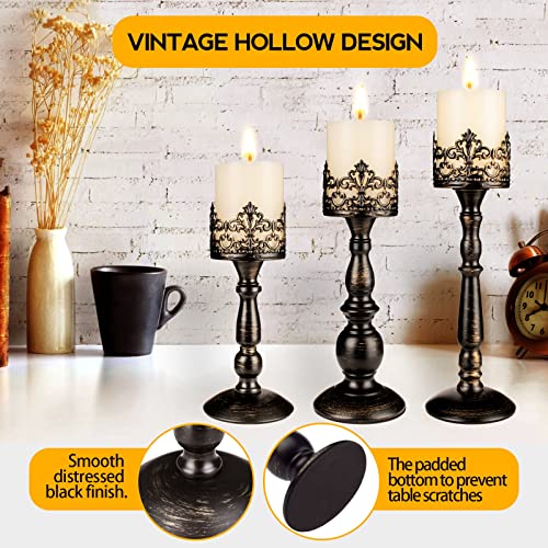 Vintage Candle Holder for Table Centerpiece Gothic Candle Stand Set - color: Distressed Black