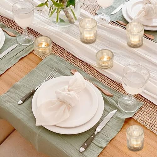 Clear Glass Votive Candle Holders Set of 20, Ribbed Tea Light Candle Holder Set for Tea Light Candles, Decorative Tealight Holder for Wedding Table Decor,Dining Room, Valentine's Day, Birthday(2 Size) - color: Clear