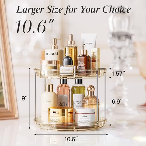 LAMU 2 Tier Lazy Susan Turntable Organizer 10.6'' Rotating Spice Rack Organization for Cabinet, Kitchen, Pantry, Countertop, Bathroom, Vanity, Medicine Cabinet Organizer, Amber - color: Amber, size: 10.6in 1 Pack