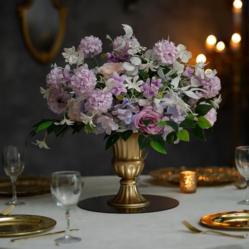 Sziqiqi Gold Flower Arrangements Vase for Wedding Table Centerpiece - 9in Metal Planter Vase Pot for Artificial Real Flower Small Trumpet Plant Urn for Garden - color: Gold, size: 9in-2pcs
