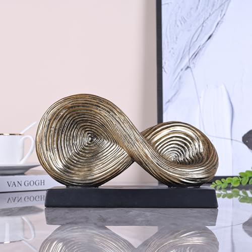 orenm Modern Infinity Loop Symbol Sculpture,Abstract Art Geometric Knot Home Decorations,Unique Shelf Decor Sculpture for Desk Paperweights,Entryway Table,Living, Coffee Table Decor (Gold) - color: Gold