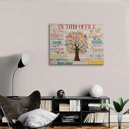 HDXUFJQ Office Inspirational Wall Art In This Office Canvas Wall Decor Team Rules Motivation Positive Quotes Pictures Prints Teamwork Painting for Home Office Ready to hang(24"x36") - color: In this office (beige), size: 36"L x 24"W