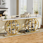 Celaform 41" Console Table, 4-Tier Entryway Table with Circle Base, Industrial Narrow Wood Sofa Accent Tables with Storage Shelves for Living Room, Hallway, Foyer (White Gold) - color: White Gold