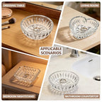 Set of 3 Clear Jewelry Dish Tray for Women Crystal Ring Holder for Wedding Engagement Birthday Mother's Day(Round, Square, Heart)