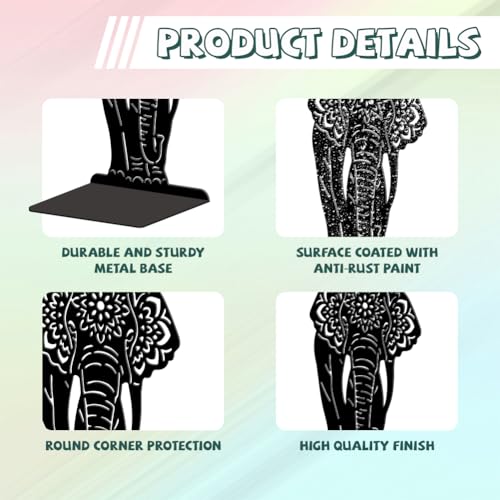 Peacoblue Metal Bookends for Shelves, Modern Decorative Heavy Duty Study Book Ends Stoppers for Office, Desk, Shelf, Room 5.3"x4.3"x7.9" Cast Iron Simple Tall Bookends 1 Pair (Mandala Elephant) - style: Mandala Elephant