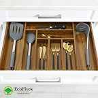 Luxury Acacia Kitchen Drawer Organizer - Silverware Organizer - Utensil Holder and Cutlery Tray with Grooved Drawer Dividers for Flatware and Kitchen Utensils (8 Slot), 17*12.4*2 inch - size: 8 Compartments