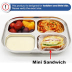 Korean Stainless Steel Divided Plates for Toddlers, Kids, Babies, Premium 304, Electro-Polished, No Black Residue, BPA-Free, 4-Compartment Food Tray, Camping, Balanced Meals, Set of 2 - size: 4 Compartments