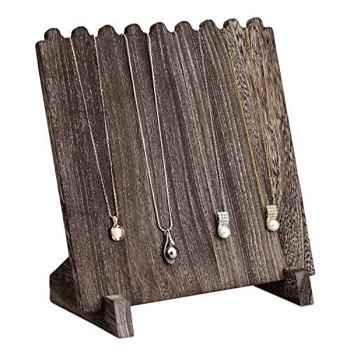 MOOCA Wooden Plank Necklace Jewelry Display Stand for 8 Necklaces, Jewelry Display Holder, Wood Plank Storage Stand Holder, Coffee Color - color: Coffee